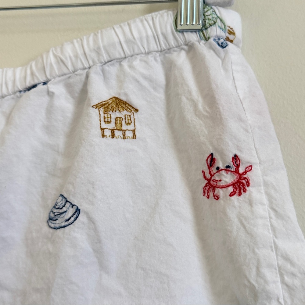 Printfresh Embroidered Beach Seashell Shorts Size… - image 4